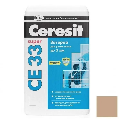Затирка цементная для узких швов Ceresit CE 33 Super багама бежевый 25 кг