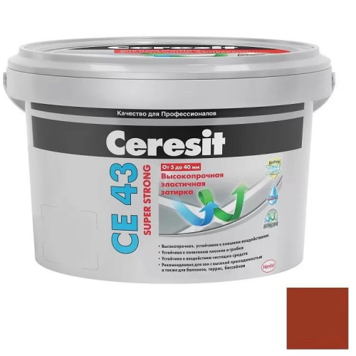 Затирка цементная для швов Ceresit CE 43 Super Strong кирпичная 2 кг