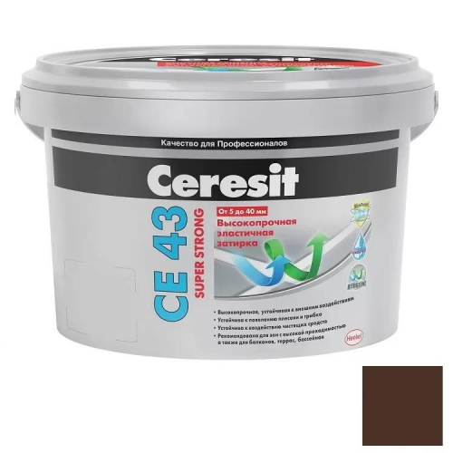 Затирка цементная для швов Ceresit CE 43 Super Strong темно-коричневая 2 кг