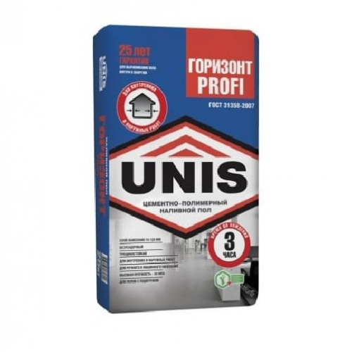 Пол наливной цементно-полимерный Unis Горизонт Profi 25 кг