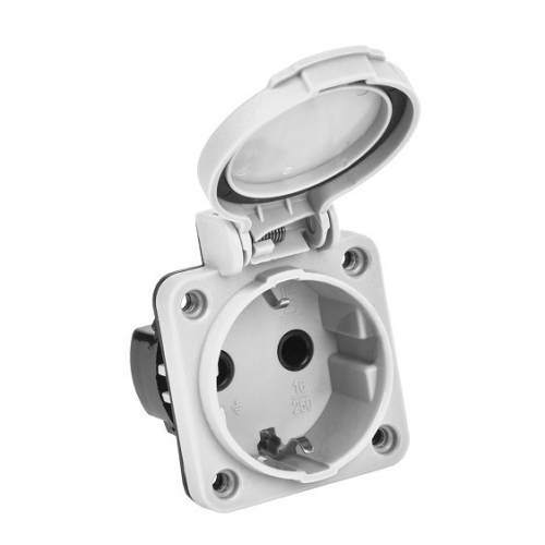 Розетка панельная IEK Magnum Schuko РП13-3 с крышкой IP54 серый PSN71-016-3-2-54-K03