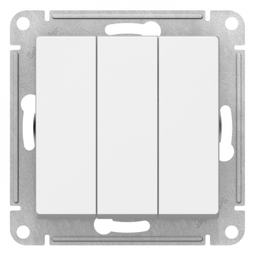Переключатель встраиваемый Schneider Electric AtlasDesign ATN000131 трехклавишный белый
