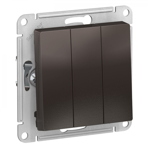 Переключатель встраиваемый Schneider Electric AtlasDesign ATN000631 трехклавишный мокко