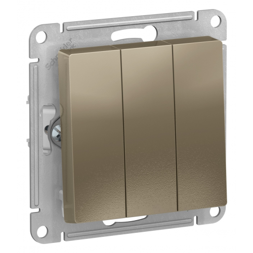 Переключатель встраиваемый Schneider Electric AtlasDesign ATN000531 трехклавишный шампань