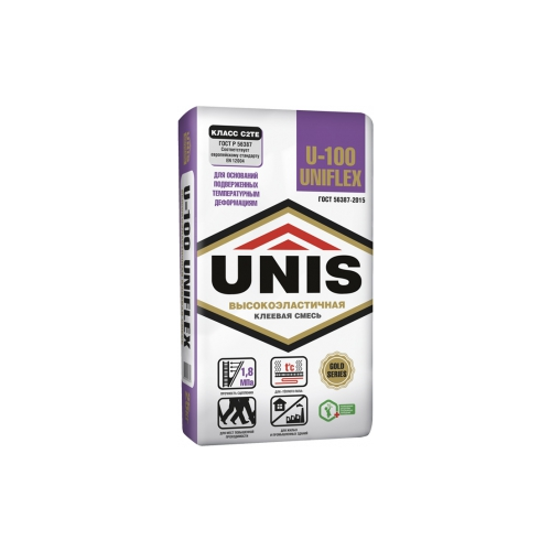 Unis Uniflex U-100, 25 кг, Клей для плитки эластичный