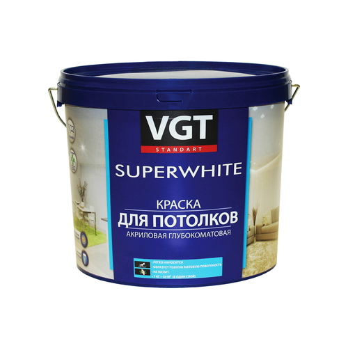 VGT ВД-АК-2180 Superwhite 7 кг, Краска интерьерная акриловая для потолков (супербелая)