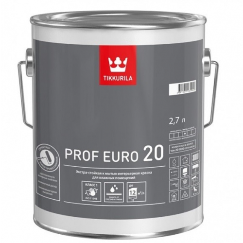 Краска интерьерная Tikkurila Prof Euro 20 база А полуматовая 2.7 л