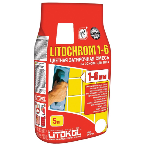 Затирка цементная для швов Litokol Litochrom 1-6 C.00 белая 5 кг