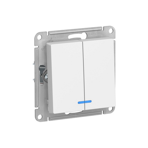 Выключатель двухклавишный с подсветкой ATN000153 Schneider Electric AtlasDesign белый