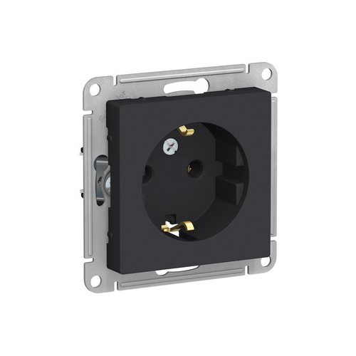 Розетка ATN001043 Schneider Electric AtlasDesign 16А карбон с заземлением