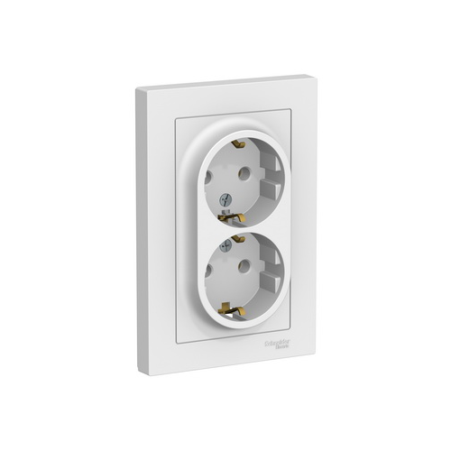 Розетка двойная с заземлением ATN000124 Schneider Electric AtlasDesign белый