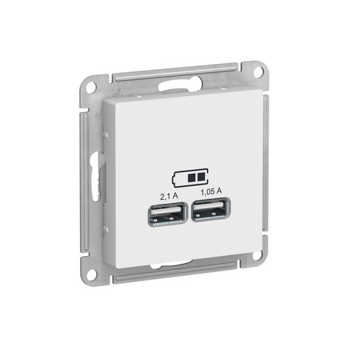 Розетка 220 с USB портом ATN000133 Schneider Electric AtlasDesign белый 5B|2100 мА