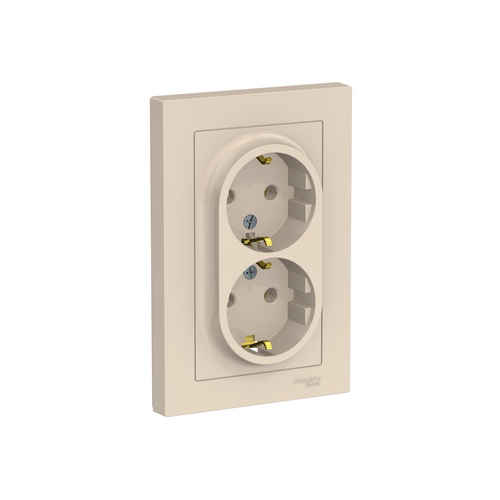 Розетка двойная с заземлением ATN000224 Schneider Electric AtlasDesign бежевый