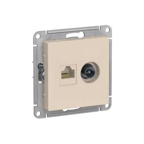 Розетка двойная ТВ компьютерная ATN000289 Schneider Electric AtlasDesign RJ-45 кат. 5е бежевый