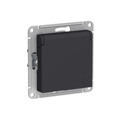 Розетка с заземлением со шторками ATN001046 Schneider Electric AtlasDesign 16А карбон