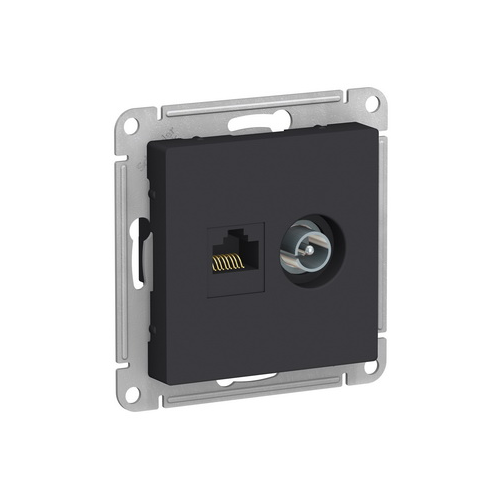 Розетка двойная ТВ компьютерная ATN001089 Schneider Electric AtlasDesign RJ-45 кат. 5е карбон