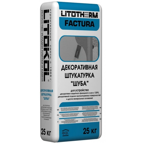 Litokol Litotherm Factura, 25 кг, Штукатурка декоративная минеральная шуба, 2 мм