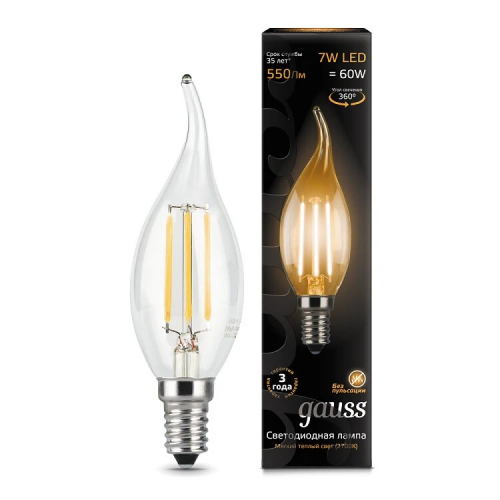 Gauss LED Filament Candle tailed E14 7W 2700К, Лампа