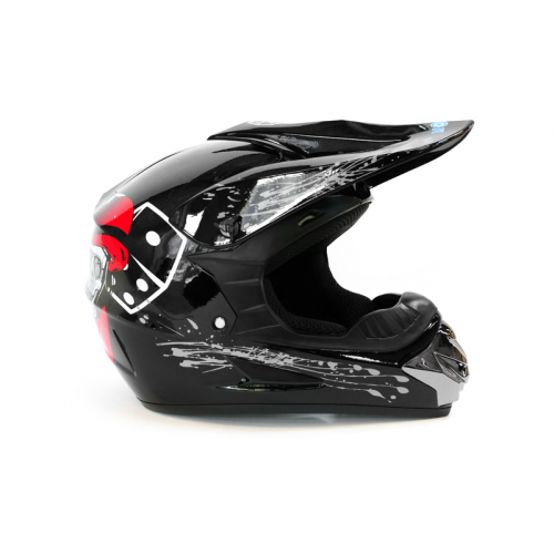 Детский защитный кроссовый шлем MOTAX XS ( 47-48 см ) G1 черно-красный глянцевый
