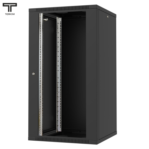 ТЕЛКОМ TL-22.6.6-С.9005МА Шкаф настенный 22U телекоммуникационный 19", дверь стеклянная, цвет черный
