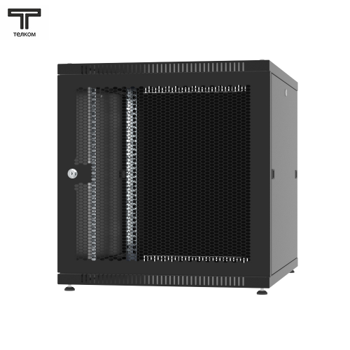 ТЕЛКОМ TLN-12.6.8-ПМ.9005МА шкаф напольный 12U 600x800x623мм телекоммуникационный, перфорация - металлическая, цвет черный (RAL9005МА)