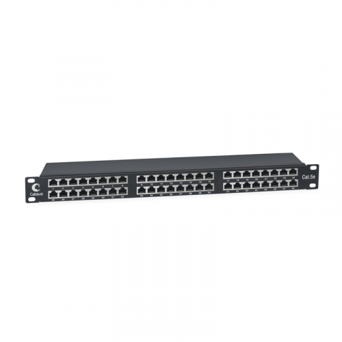 Cabeus PLHD-48-Cat.5e-SH-Dual IDC-1U Патч-панель высокой плотности 19" Высота (1U), 48 портов RJ-45, категория 5e, полностью экранированная, Dual IDC