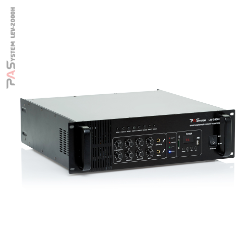 LEV-2000H PASystem микшер усилитель трансформаторный 8-и зонный с MP3/FM/Bluetooth