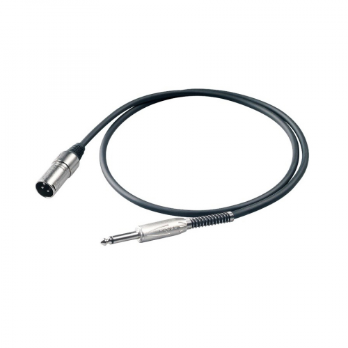 PROEL BULK220LU6 микрофонный кабель, длина 6 м, разъемы моно 6,3 джек - XLR3M