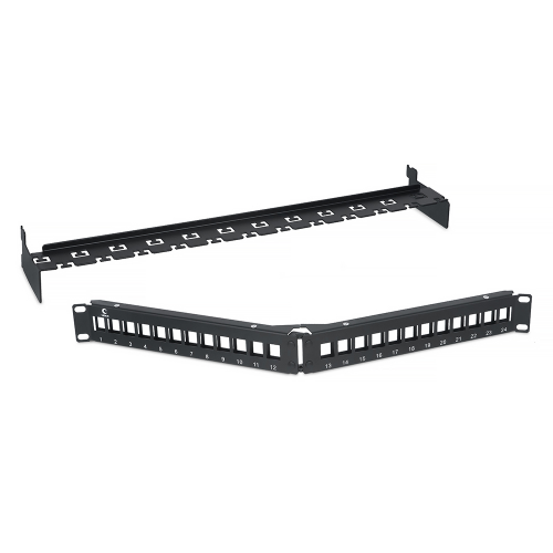 Патч-панель 19" (1U), 24 порта, c задним кабельным организатором - Cabeus PLB-24-CON