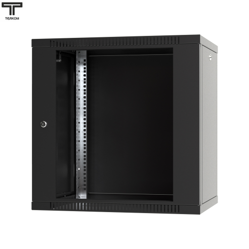 ТЕЛКОМ TL-12.6.4-С.9005 шкаф 12U телекоммуникационный настенный дверь стеклянная в металлической раме черный RAL9005