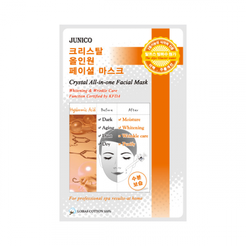 маска тканевая c гиалуровой кислотой mijin junico crystal all-in-one facial mask hyaluronic