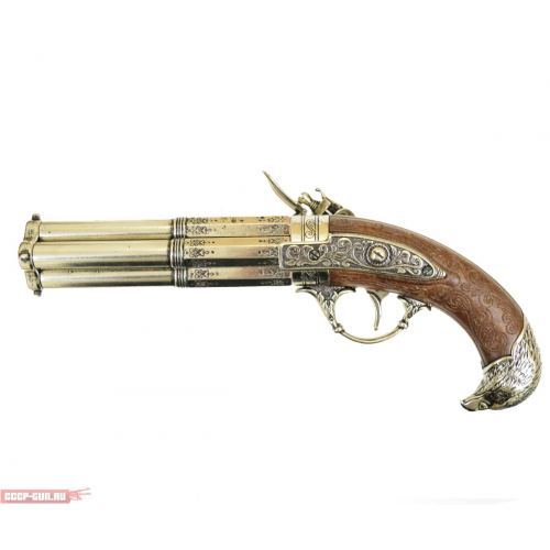 Макет пистолета кремневого четырёхдульного Denix D7 / 1307 (ММГ, 18 век)