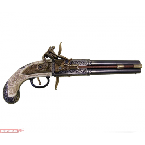 Макет пистолета кремневого двуствольного Denix D7 / 1264 (ММГ, 1750 г.)