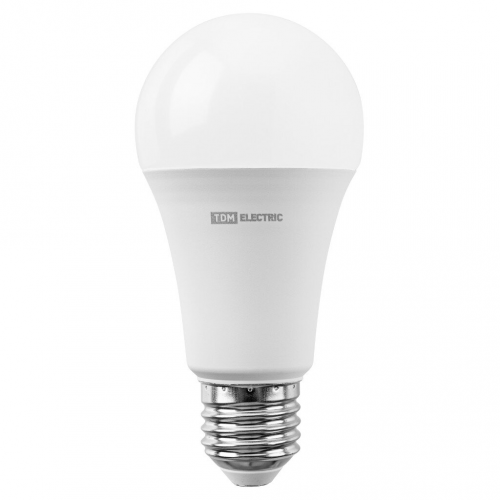 Лампа светодиодная E27, 20 Вт, 150 Вт, 230 В, груша, 4000 К, свет холодный белый, TDM Electric, А60
