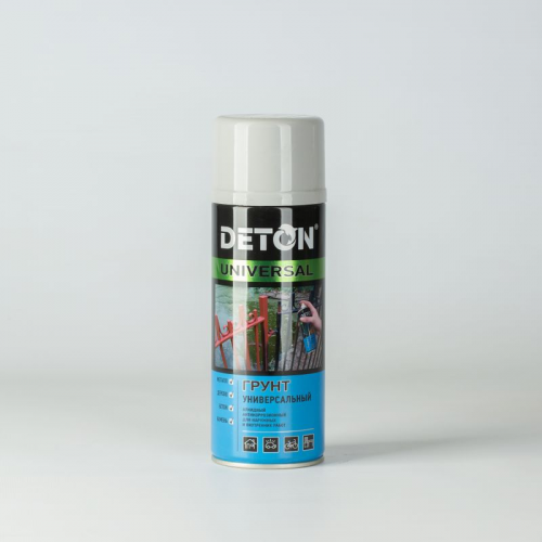 Грунт аэрозольный DETON алкидный светло-серый, 0,52 л