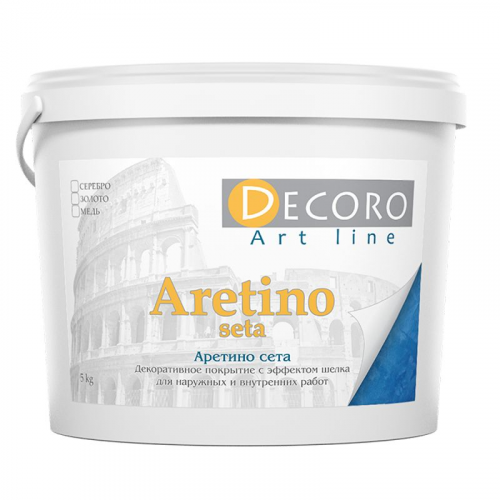 Краска перламутровая Decoro Aretino seta (эффект шелка), белое золото, 5кг