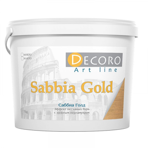 Краска перламутровая Decoro Sabbia Gold (эффект песчаных бурь), золото, 1кг