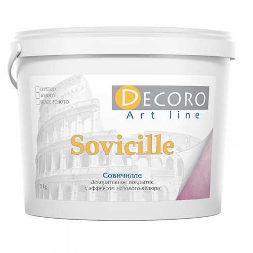 Краска перламутровая Decoro Sovicille (эффект велюра), белое золото, 5кг