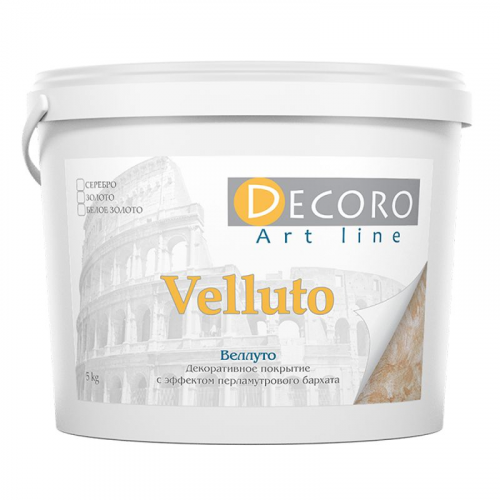 Краска перламутровая Decoro Velluto (эффект бархата), белое золото, 1кг