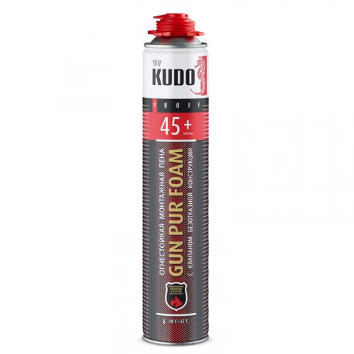 Пена монтажная огнеупорная KUDO Proff 45+, профессиональная, 1000 мл