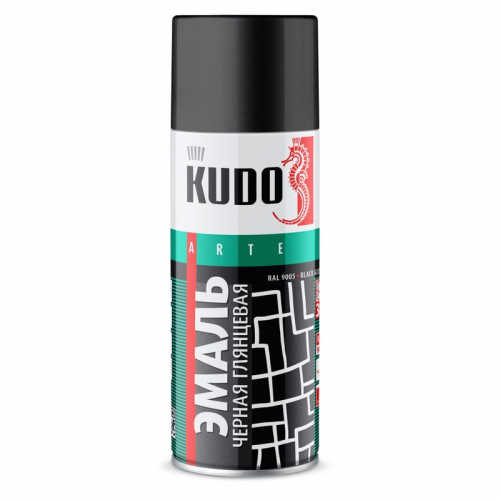 Эмаль аэрозольная KUDO черная глянцевая (1002), 0,52л