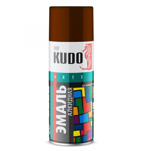 Эмаль аэрозольная KUDO коричневая (1012), 0,52л