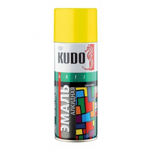 Эмаль аэрозольная KUDO желтая (1013), 0,52л