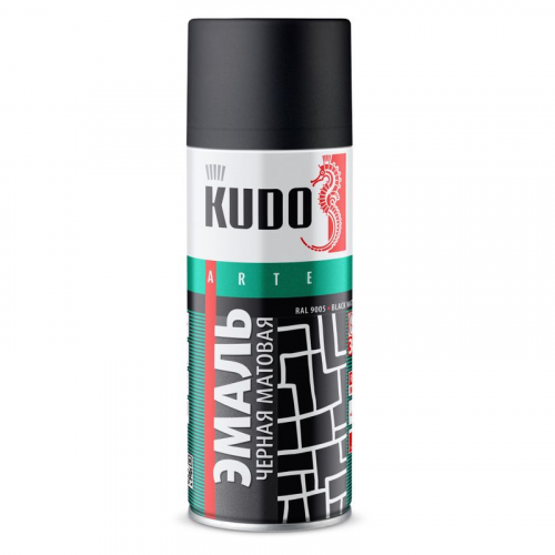 Эмаль аэрозольная KUDO черная матовая (1102), 0,52л