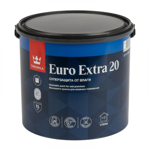 Краска Tikkurila Euro Extra 20 для кухни и ванной комнаты 2.7л