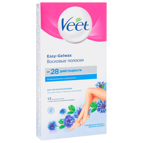 Полоски для депиляции Veet 12шт с салфетками для чувствительной кожи VEET
