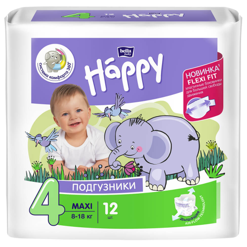 Подгузники Bella Baby Happy 12шт 9-20кг maxi плюс Bella Happy