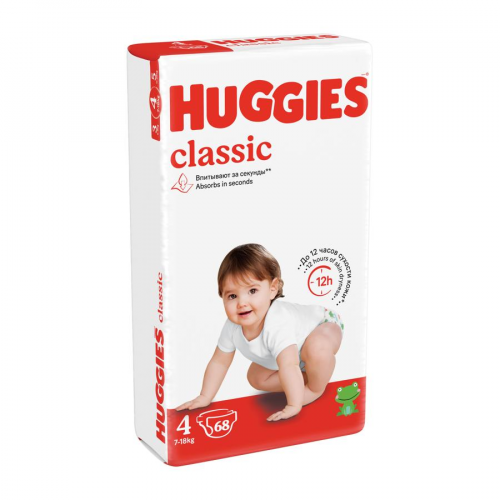 Подгузники Huggies Classic 68шт 7-18кг 4 джамбо