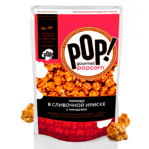 Попкорн в сливочной ириске с миндалем 212г корн курск POP Gourmet Popcorn