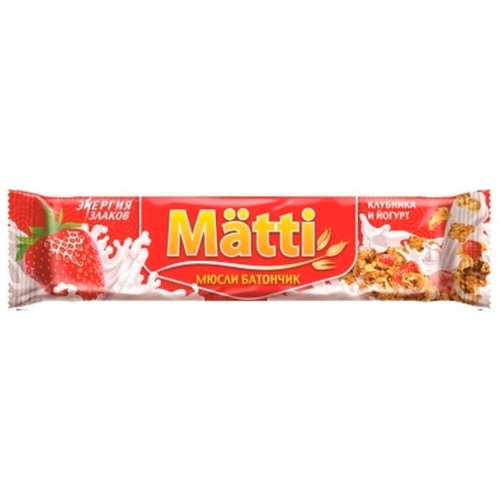 Батончик мюсли матти 24 г клубника и йогурт Matti